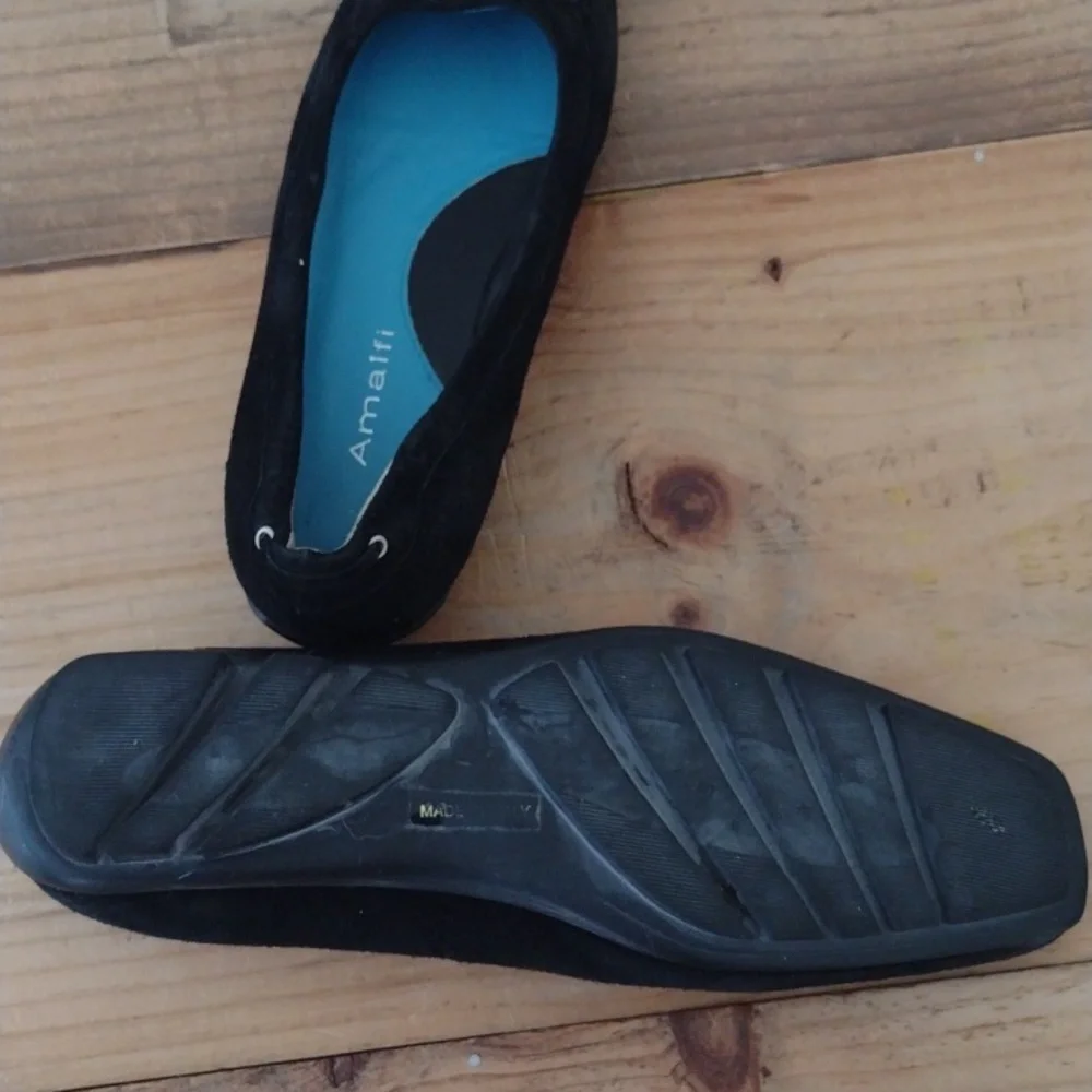 Amalfi Black Suede Slip On Shoes Made in Italy Size 6.5